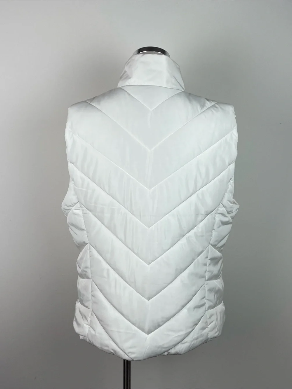 Michael Kors White Cream Gold Full Zip Puffer Vest Women XL Extra Large